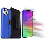 OtterBox iPhone 14 Plus (Only) Bundle: - Defender Series Case - Rain Check (Blue) - with Screen Protector - Holster Clip Included - Microbial Defense Protection - Non-Retail Packaging