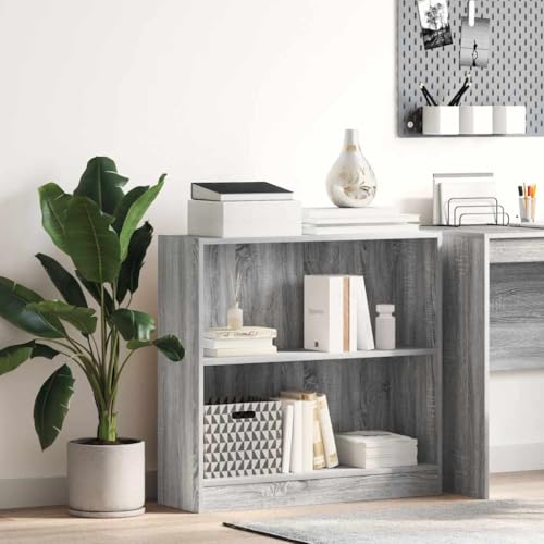 Frdhee Estantería para muebles de salón, estantería de CD, estantería gris 80 x 24 x 76 cm, material de madera, estantería de esquina para dormitorio, salón, estudio, oficina