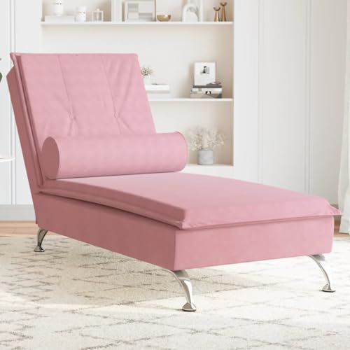Genérico Sofá diván de Masaje con cojín de Terciopelo Rosa Mobiliario,Sillas,Divanes Rosa 14,65kg