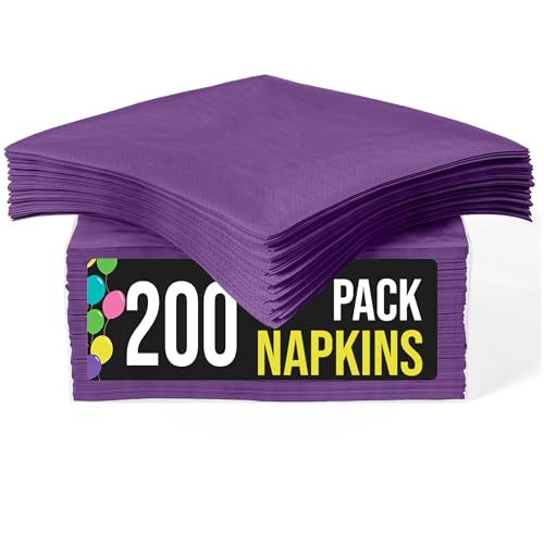 Party Solids Purple Paper Napkins Disposable Everyday 200 Pcs 2 Ply Purple Cocktail Napkins Paper Everyday For Parties & Party Supplies