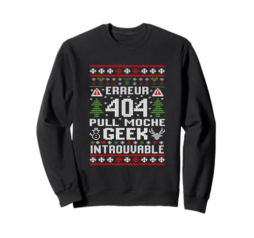 Geek Erreur 404 Style Pull Moche Noël Imprimé Développeur Sweatshirt