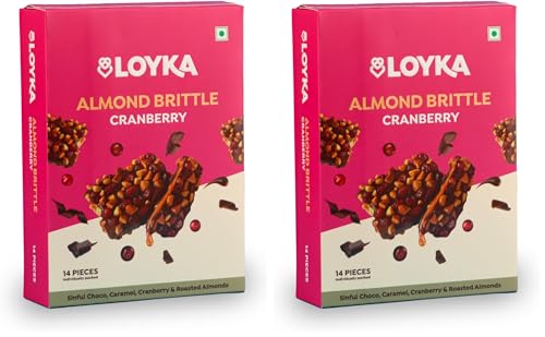Image of Loyka Almond Brittle Cranberry - 14pcs | Premium Chocolate Gift Hamper | Dark Choco, Almond & Cranberry Delight | Crunchy Nutty Indulgence (Pack of 2)