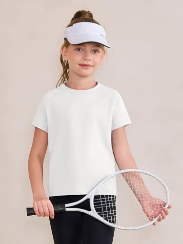 Image of Haloumoning Girls Athletic Shirts Short Sleeve Quick Dry T-Shirt Kids Summer Tee Tops 5-14Y