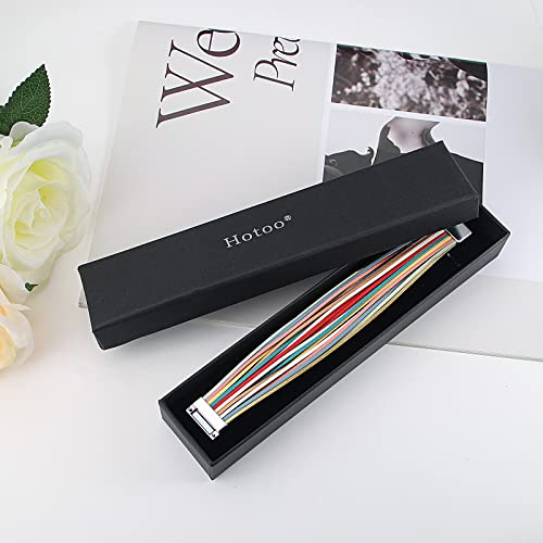 hotoo Handmade Layered Leather Bracelets Wrap for Women Stackable Chunky Colored Men Cuff Bracelet Wristband Bangle Gifts3