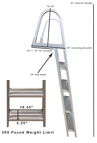 Class A Customs Marine Pontoon Boat Dock Heavy Duty Aluminum 4 Step Removable Boarding Ladder FIXD-PBDL4S-AL