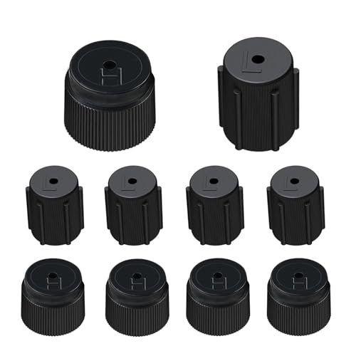 Fiknonk 10 PCS Car AC Service Valve Cap Kit, High and Low Pressure Port Caps with Strong Sealing, Universal for Most Cars, Trucks, SUVs (Black)