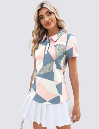 TFSDOD Womens Golf Polo Shirts Collared Short Sleeve T Shirt Lightweight Moisture Wicking Polo Casual 3 Buttons Outfits4