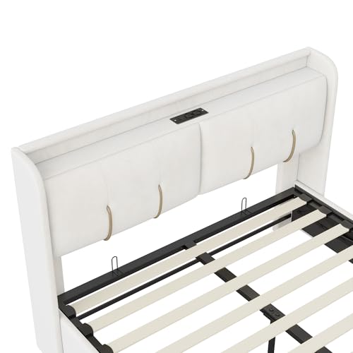 Bett 140x200 mit Stauraum Polsterbett Doppelbett mit 2 USB- und AC-Ladefunktionen Hydraulisch Stauraumbett Funktionsbett mit LED-Beleuchtung und 1 Schubladen(Ohne Matratze (140 x 200 cm) – Bild 8