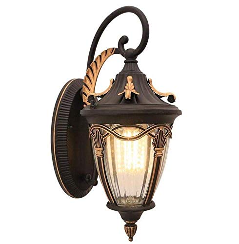 Preisvergleich Produktbild Dljyy Wandleuchte, Hängeaußenwand Laterne Retro WaterproofBeautiful Form Aluminium-Lampe, Schwarz, A