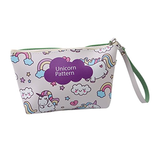 Dasuke L'unicorno bianco stampa le borse cosmetiche delle donne borsa di lavaggio di toilette protettiva del sacchetto di trucco di viaggio (A)
