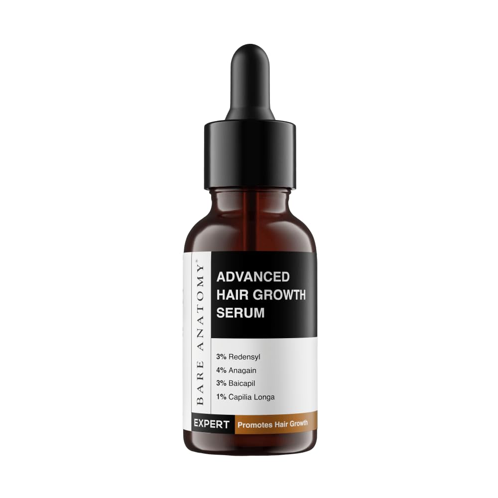 Bare Anatomy Siero avanzato per la crescita dei capelli 3% Redensyl + 4% Anagain + 3% Baicapil Rosmarino, biotina Siero per il controllo della