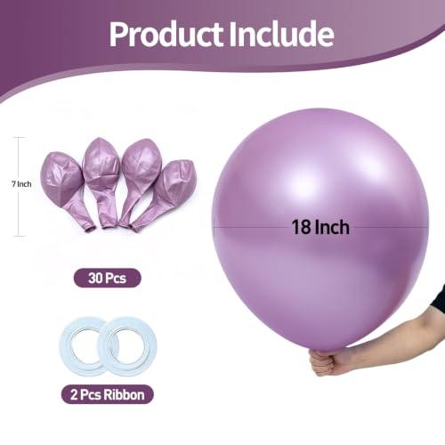 Image of KALOR 18 Inch Metallic Light Pink Large Latex Round Balloons 30-Pack