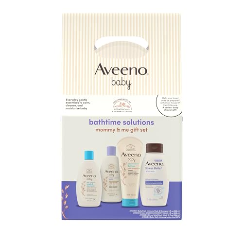 Aveeno Baby Bathtime Solutions Mommy & Me Gift Set, Baby Wash & Shampoo, Calming Bath, Daily...