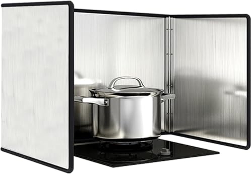 Protector antisalpicaduras de aceite en acero inoxidable plegable para sartenes y cocina
