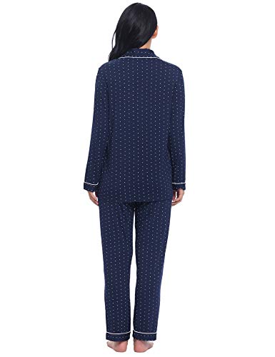 Image of Cherrydew Women's Bamboo Viscose Cooling Long Sleeve Button Up Pajama Set | Buttery-Soft Feel,Naturally Cool Comfort,Breathable Fabric,Lightweight & Flowy Feel