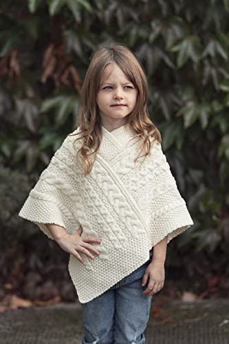 Image of Aran Crafts Kid's Irish Cable Knitted Soft Cape Poncho (100% Merino Wool)