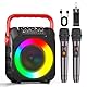 Wowstar Karaoke Maschine mit 2 Kabellose Mikrofone, Tragbare Bluetooth Lautsprecher Box für Erwachsene/Kinder mit Lichteffekte, Unterstützt TF/USB, FM, Rec, AUX in, TWS für Party, Geburtstag (Rot)