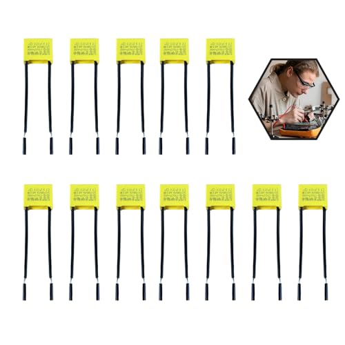 12 Piezas Condensador Bombillas LED, Condensador 0.22µf 275V MKP X2, Condensadores de Seguridad para Supresión Interferencias, Capacitores Polipropileno para Luces Lámparas Componentes Electrónicos