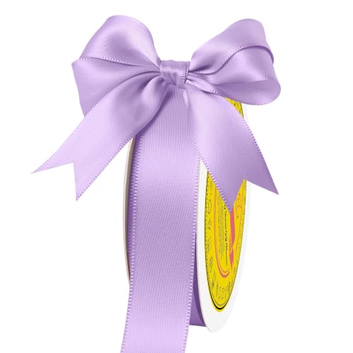Image of Double Face Light Purple Satin Ribbon 7 /8 inch X 50 Yards for Gift Wrapping Very Suitable for Weddings Party Hair Bow Invitation Decorations and More
