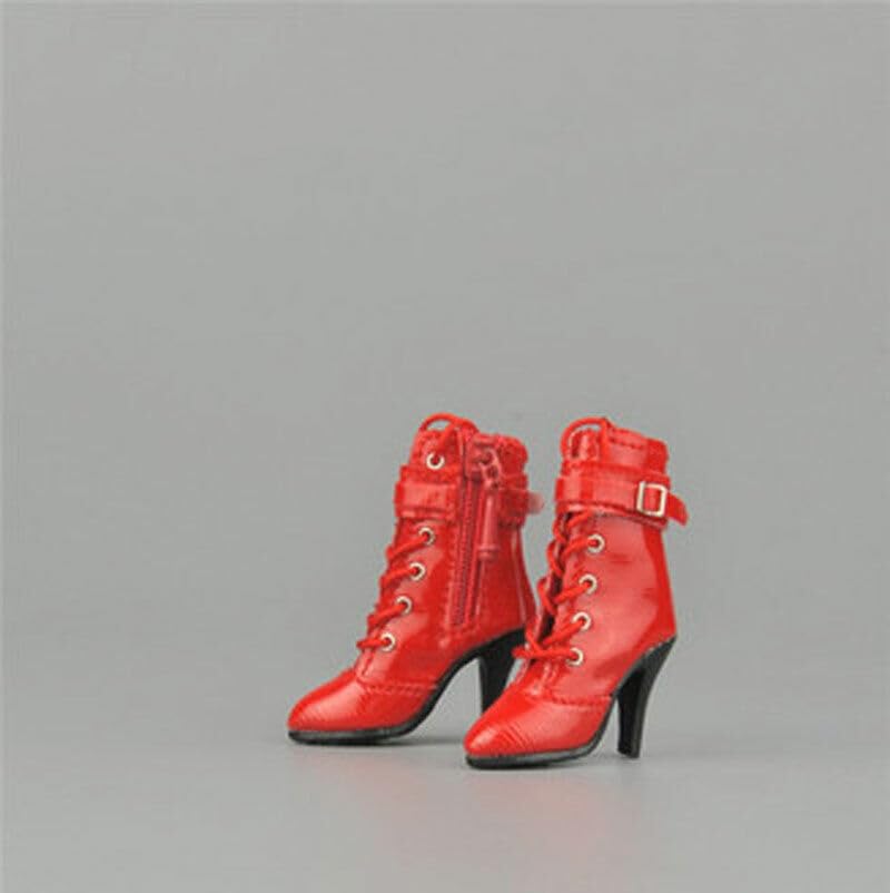 ximitoy 1/6th Mid-Tube Zipper+lace-up Female Leather Boots Model for 12