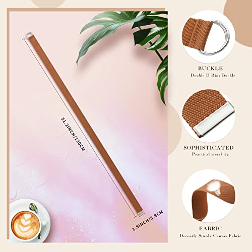 Handepo 12 Pcs Mens Womens Canvas Belt Silver Buckle Web Fabric Military Style D Ring Belt, 1 1/2 Inch Wide2