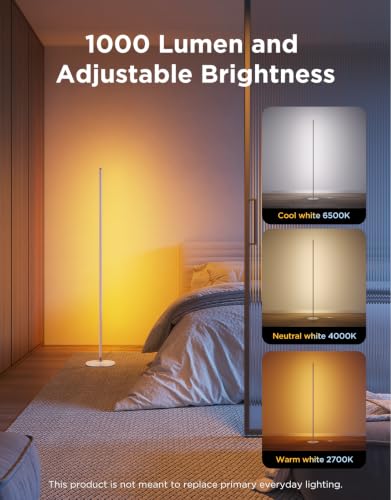 Image of Govee RGBIC Floor Lamp Basic, 1000lm LED Corner Lamp, Champagne