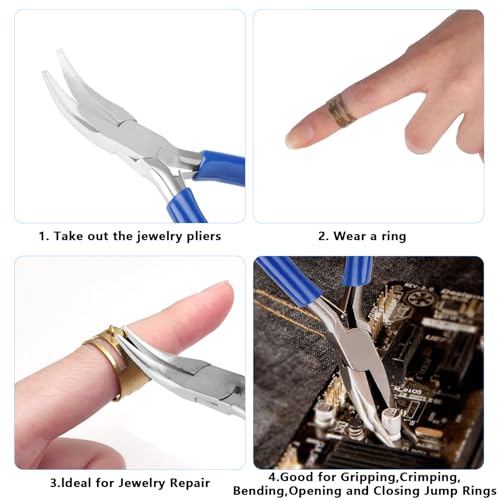 Image of Bent Nose Pliers,Bent Chain-Nose for Crafting and Repair,Chain Jewelry Pliers
