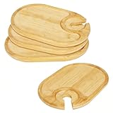 Liyeeeuo 4 PCS Wine Appetizer Plates,Individual Mini Charcuterie Boards,Wine Glass Topper Appetizer Plates,Cocktail Plate with Glass Holder,Cheese Board with Wine Holder