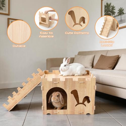 BWOGUE XL Wooden Rabbit Hideout Castle, Bunny House Wood for Small Animals by BWOGUE - Used condition - Image 3