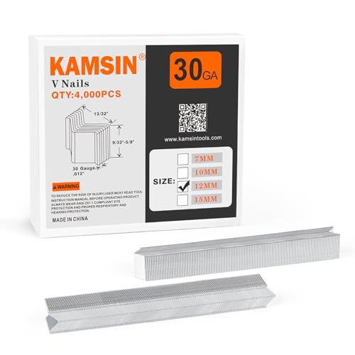 30 Gauge V Nails 1/2'(12mm) Length 4000pcs Frame Joiner Nails 13/32'(10.3mm) Head Diameter Picture Framing Nails for V-nails Tacker V Nails Gun for Picture Frames