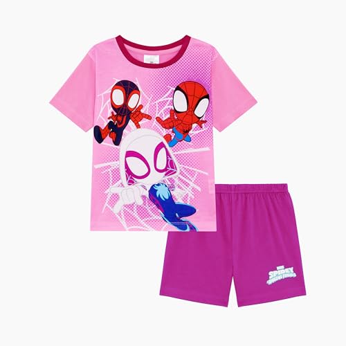 Marvel Spidey & His Amazing Friends Girls 2 Piece Shortie Summer Pyjamas Set Featuring Spidey Ghost Spider & Spin Childrens Short Sleeve Pyjamas Age 18-24 Months Purple