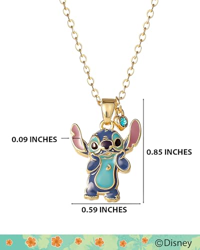 Disney Lilo & Stitch Women's Necklace Collection – Featuring Angel and Stitch Pendants, Silver-Plated and 18kt Gold Flash-Plated, Officially Licensed4