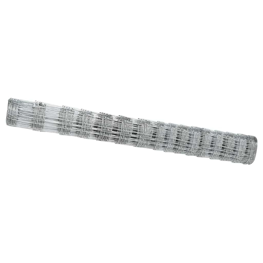 Field Fence Silver 25 x 1.2 m Galvanised Steel Roll Heavy Duty Outdoor Garden Livestock Barrier Durable Rectangular Wire Fence for Patio Farm Boundary