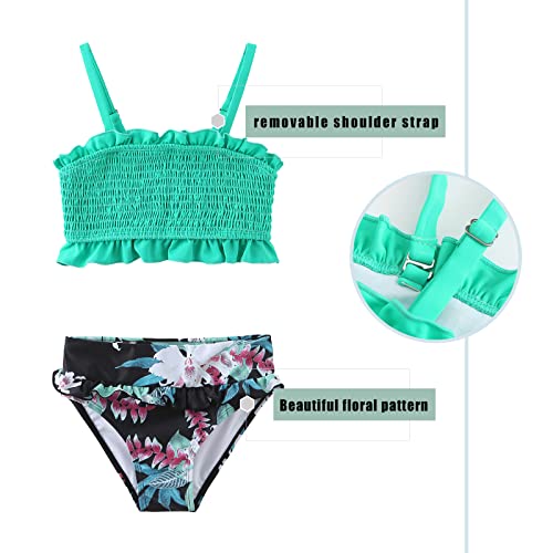 Image of Girls Two Piece Swimsuits Bikini Bathing Suit Kids Floral Swimwear Set 3-16 Years