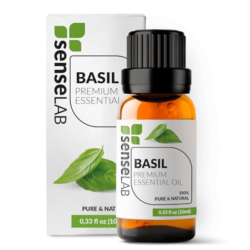 SenseLAB Olio Essenziale di Basilico - Terapeutico Naturale e Puro al 100% per Umidificatore e Diffusore di Aromaterapia - per Concentrazione e Cura Dei Capelli (10ml)