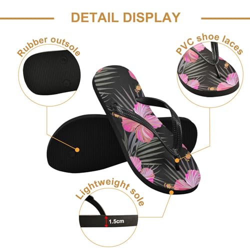 Burbuja Tropical Hibiscus Flip Flops for Women Men, Soft Thong Sandals Rubber Slippers for Pool Beach Essentials3