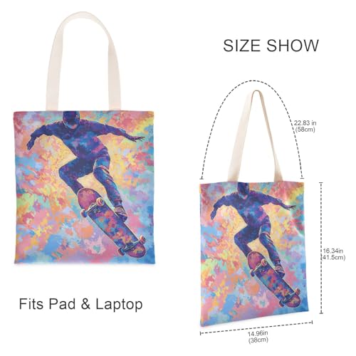 Neon Cyberskateboarders Canvas Tote Bags For Women with handles Canvas Shopping Tote Bags Reusable Shopping Bag for Travelling Bolsa de lona3