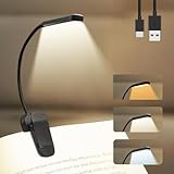Hoxutym Rechargeable 20 LED Book Lights for Reading at Night - Energy Saving with Extended 60Hrs Runtime, 15-Level Stepless Dimming, Flexible Lightweight Clip on Light for Studying, Travel, Black