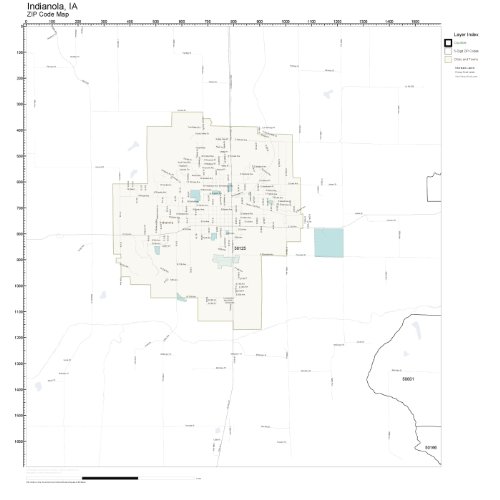 ZIP Code Wall Map of Indianola, IA ZIP Code Map Laminated