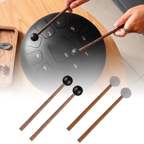 QINGFAN par de baquetas de tambor con mango de madera y punta de goma para instrumentos de percusión miniatura 4