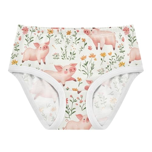 Wusikd Pig Flowers Girls' Underwear Cotton Pink Girls Briefs Soft Toddler Underwear 2T
