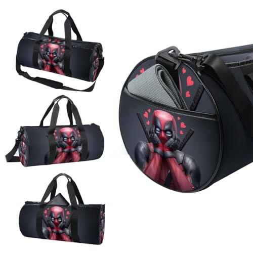 For Deadpool Sports Bag with Shoe Compartment, Dance Bag, Weekender Bag, and Interior Zipper Pocket, 17.7 Inches, Large Capacity3