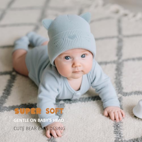 Baby Beanie Winter Hat with Cat Ear for Infant Toddler Boys Girls Kids Soft Knitted Hat Warm Skull Cap2
