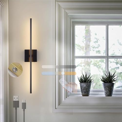 Lampara de pared con control remoto regulable luz de pared a pilas recargable negro