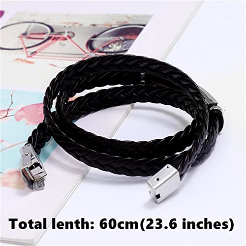 Personalized Medical Alert ID Wrap Leather Bracelet for Men Women, Custom Disease Awareness Emergency Life Saving Alarm Bangle,Free Engraving Medic Identification Jewelry for Patient2