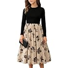Seechoslo New 8-14Years Girls Elegant Dress Short Sleeve A-Line Floral Midi Party Special Occasion (US, Age, 11 Years, Black-Long Sleeve)