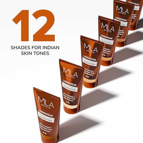 Image of Mila Beaute Longwear Weightless Foundation | Matt Finish With SPF 15 and Vitamin E | Water Resistant Buildable Formula & Super Light | Liquid Foundation | Shade - (101 Classic Ivory, 30ml) (Pack of 2)