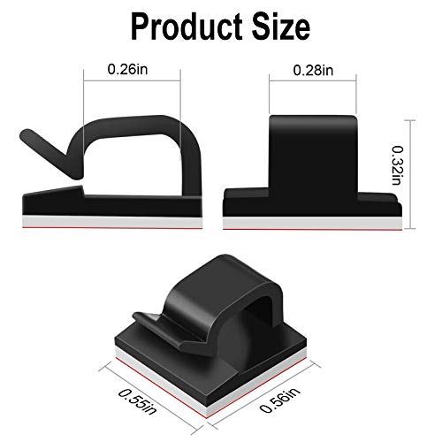 50pcs Upgraded Cable Clips with Strong Adhesive Tapes,Wire Clips,Cord Organizer,Wire Organizer,Cord Holder,Wire Management for Car,Office and Home(Black) - Thumbnail 2