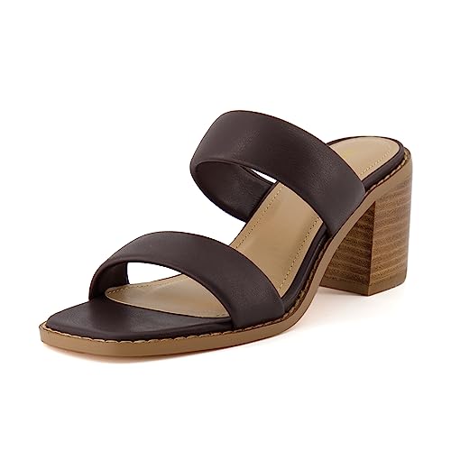 CUSHIONAIRE Women's Clever two band block heel sandal +Memory Foam, Wide Widths Available