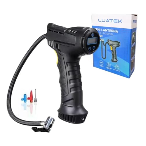 Compressor de Ar Portátil Digital, 150 psi, 0.163 hp, Recarregável, Sem Fio, Preto, 12V, para Pneus Veiculares